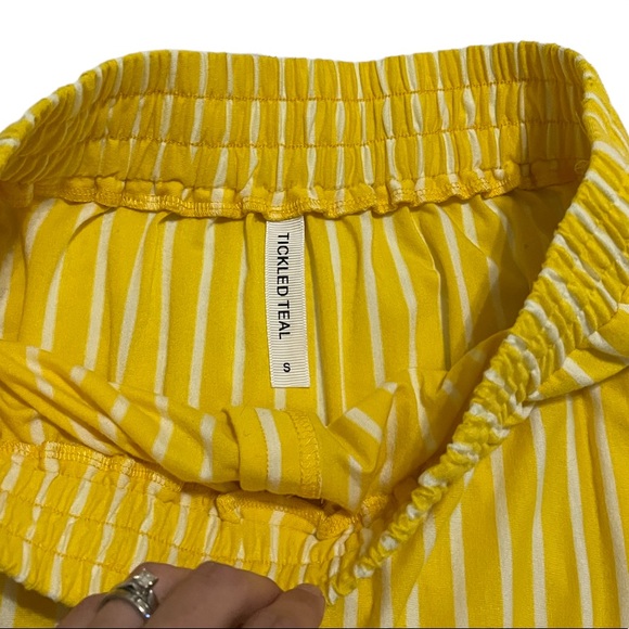 Tickled Teal yellow and white stripped Button Skirt- size small- - Picture 5 of 8